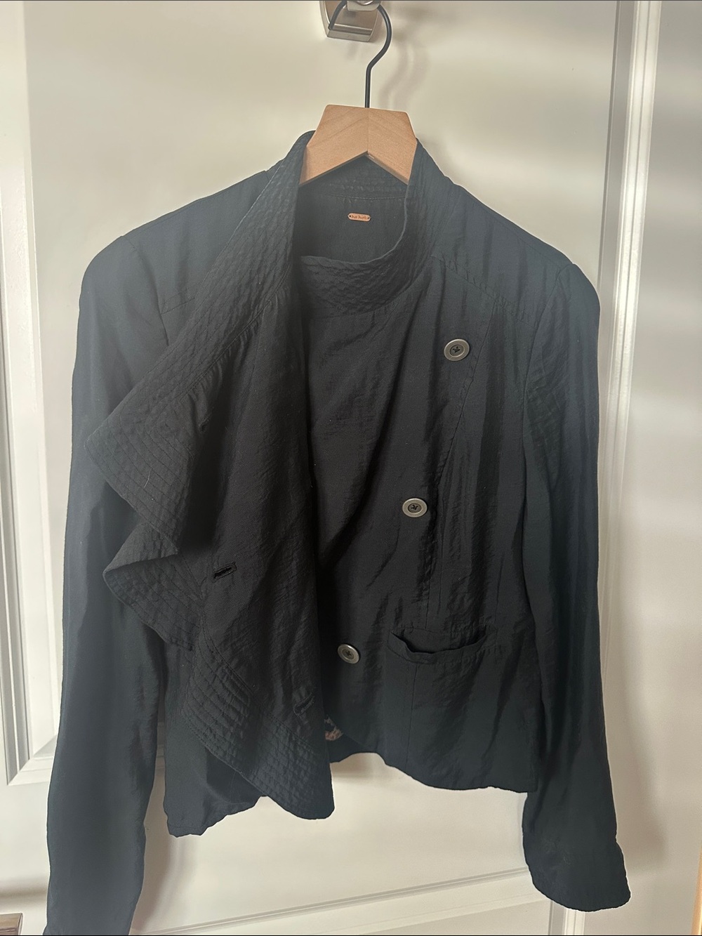 Free People Black Ruffle-Front Blazer - Picture 8 of 11